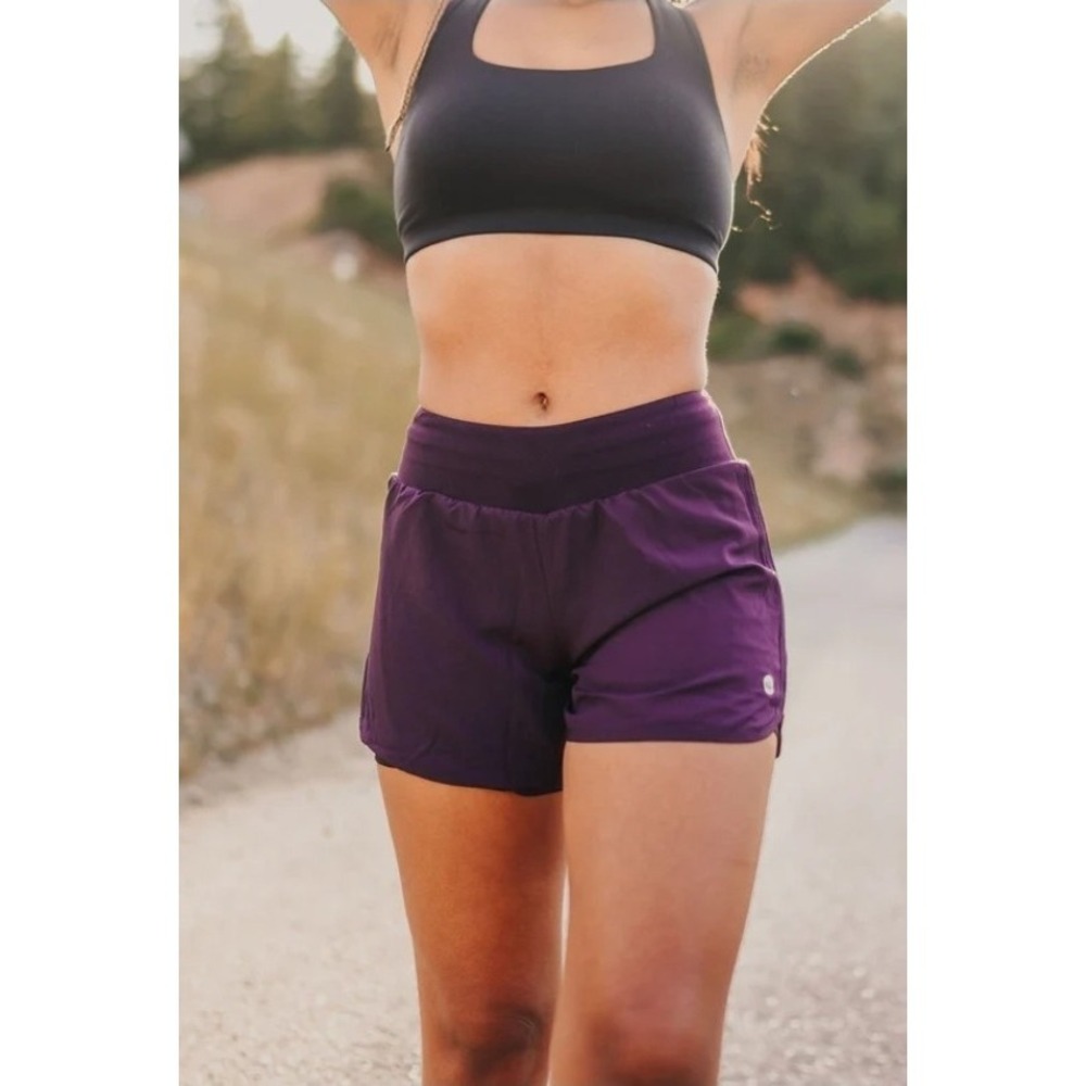 Senita Athletics Womens Running‎ Shorts w/ Attached Biker Shorts XXL Purple